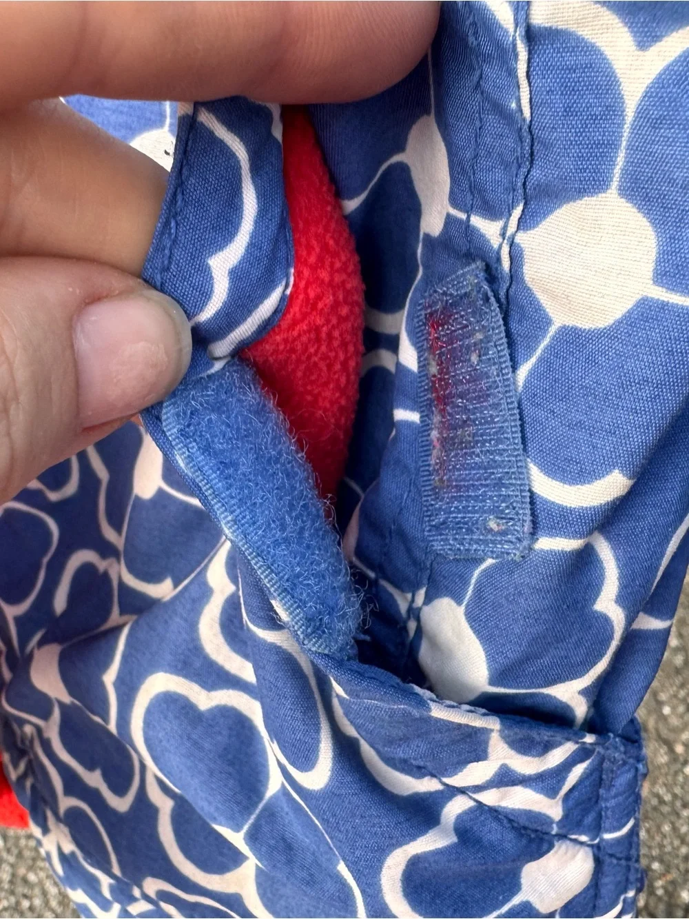 Mini Boden Blue and White Floral Quilted Jacket